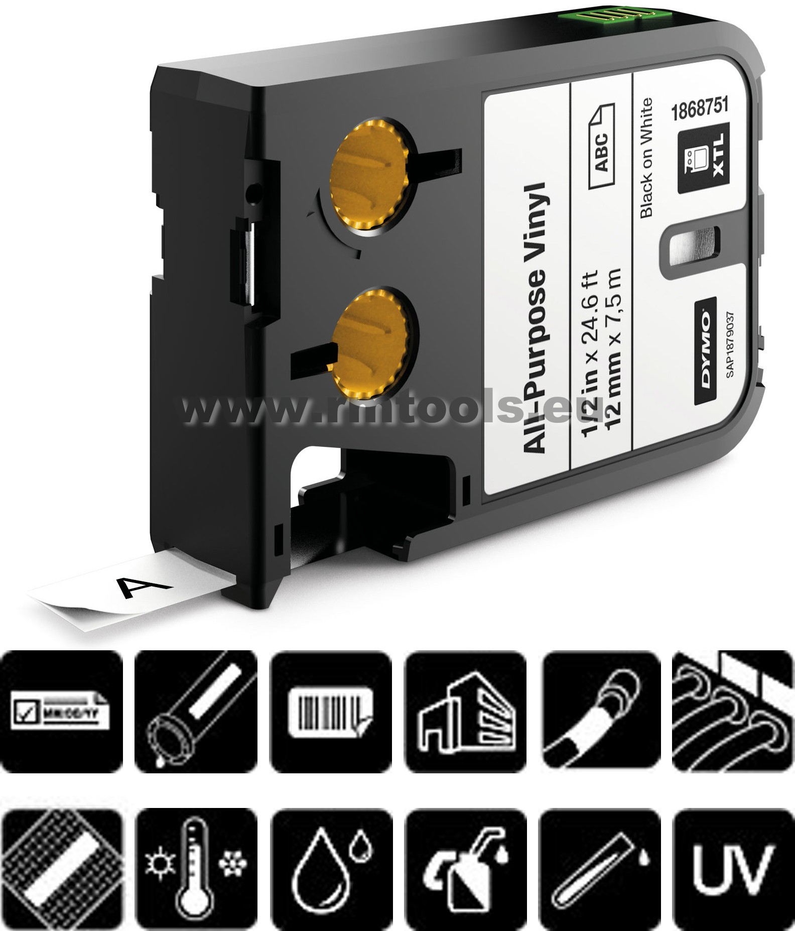 Vinilinė juost. XTL 19 mm balt./juod.