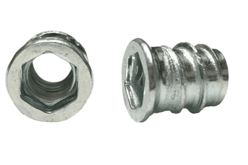 Įvorės (baldinės) su įleidžiama galvute, vidiniu šešiakampiu