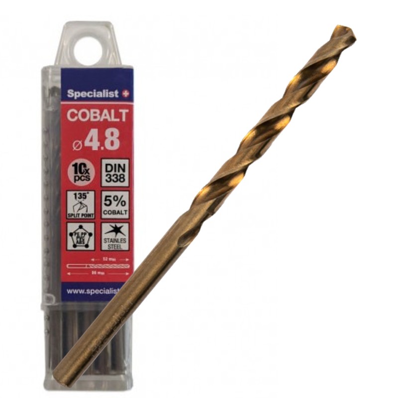SPECIALIST+ metalo grąžtas COBALT, 4.8 mm, 10 vnt.