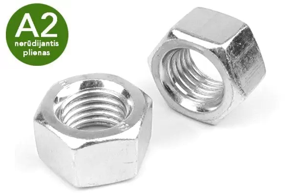 DIN934 Veržlės nerūdijančio plieno A2