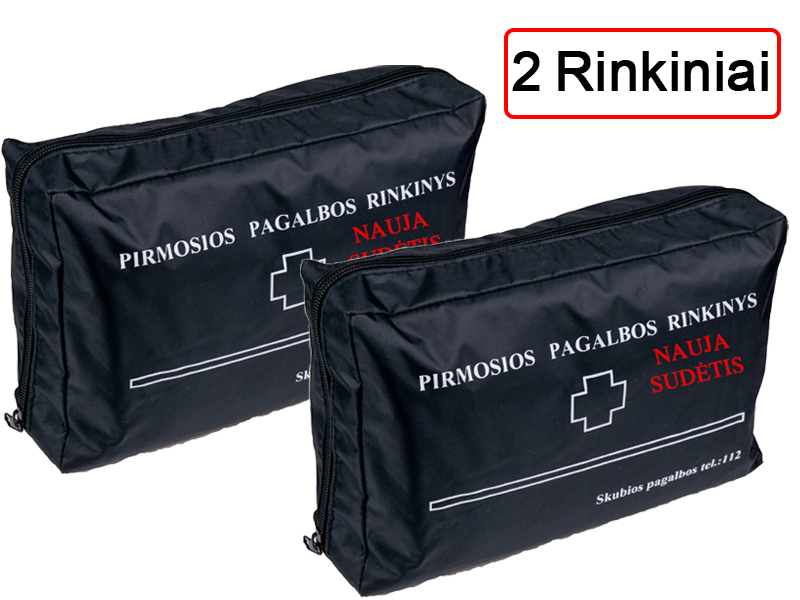 Pirmosios pagalbos rinkinys automobiliui 2022 nauja sudėtis 2 komplektai