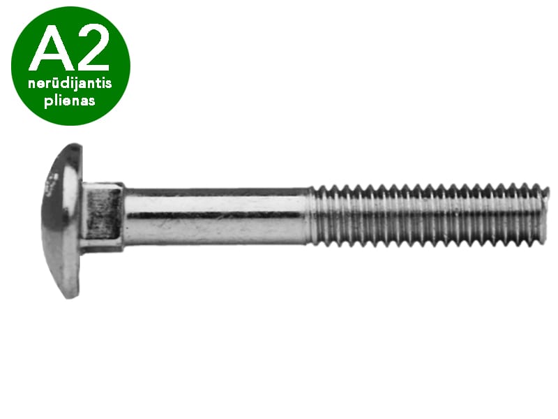 DIN603 Varžtai pusapvalia galvute A2