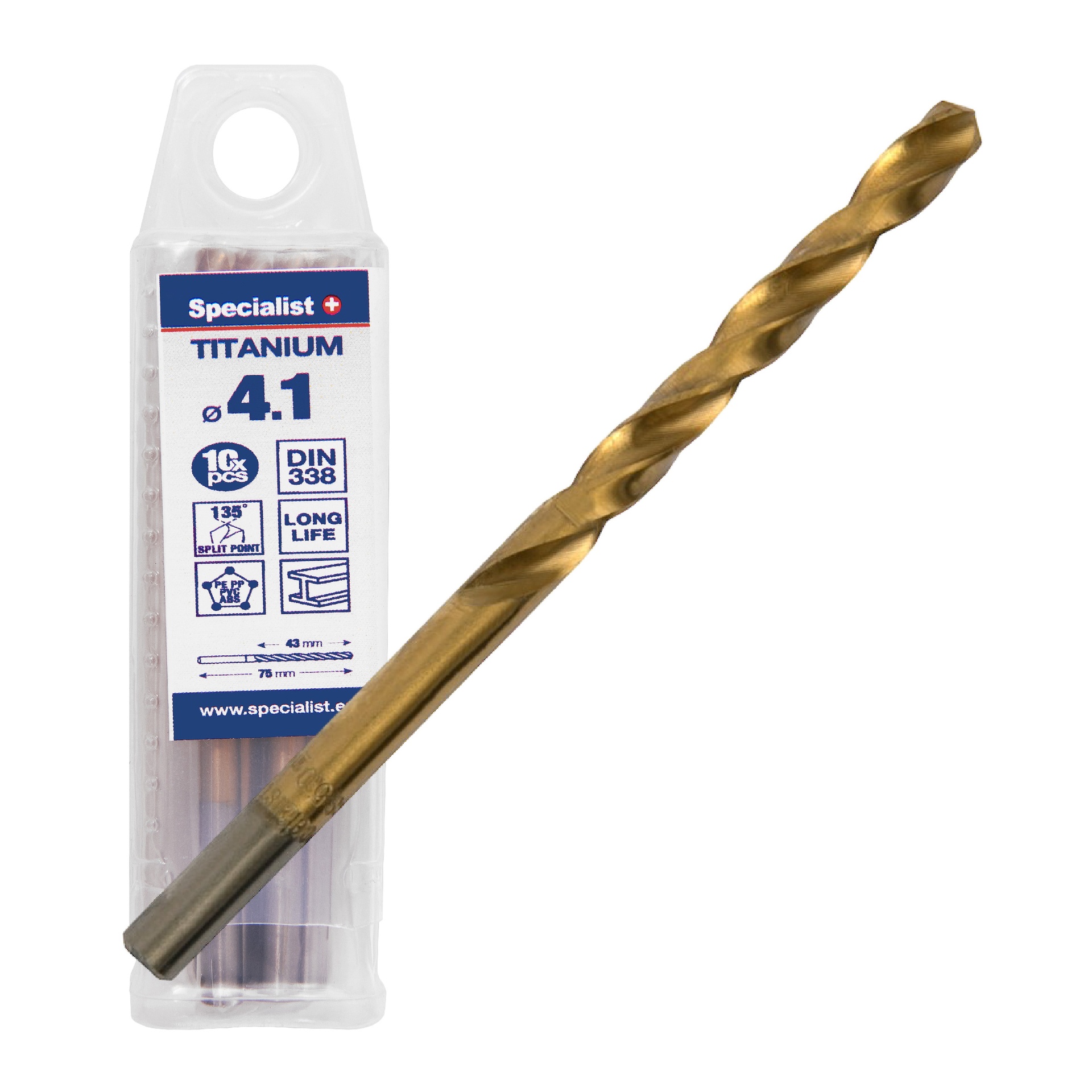SPECIALIST+ metalo grąžtas TITAN, 4.1 mm, 10 vnt.