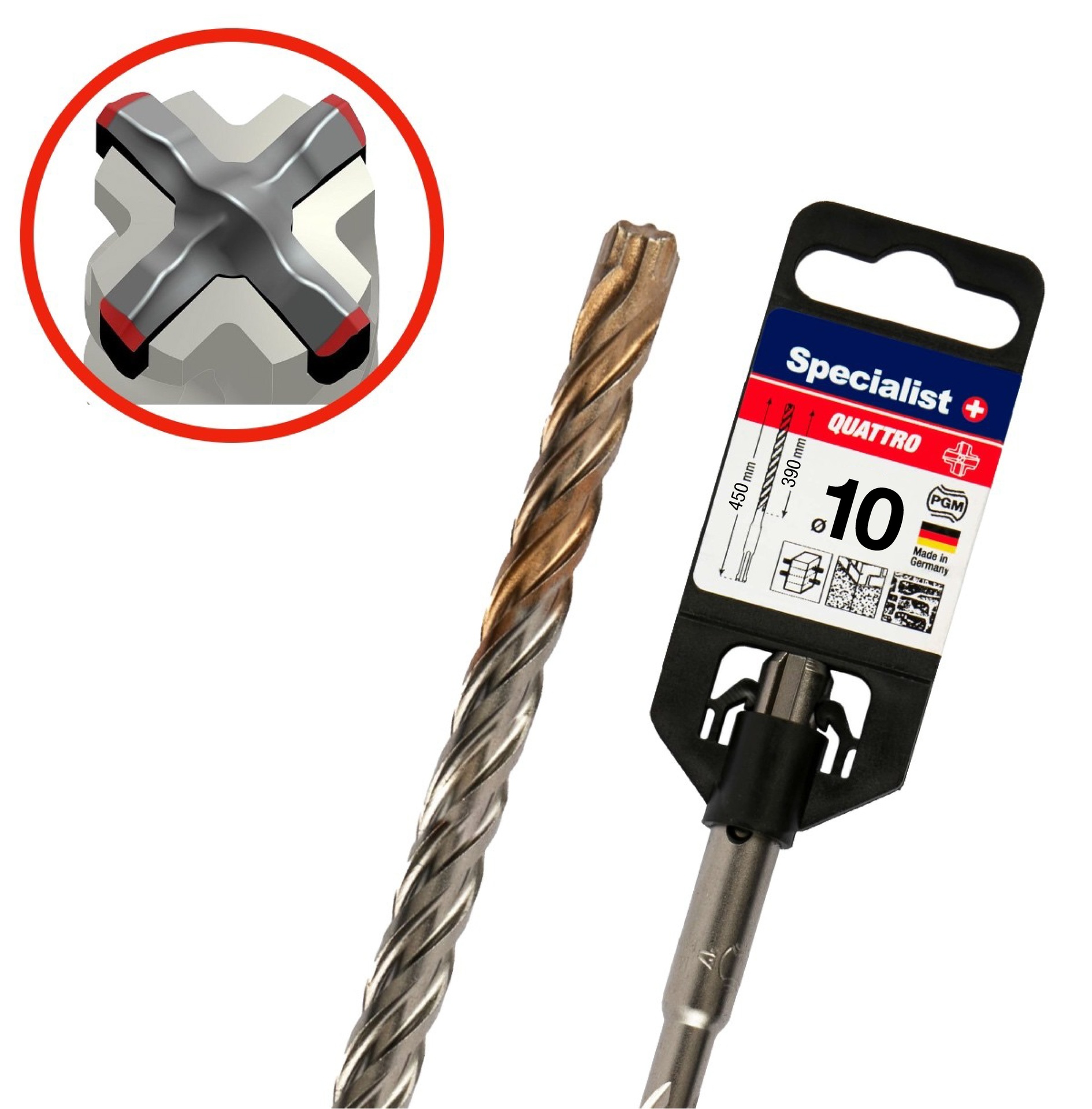 SPECIALIST+ keturg. grąžtas QUATTRO, 10/390x450 mm